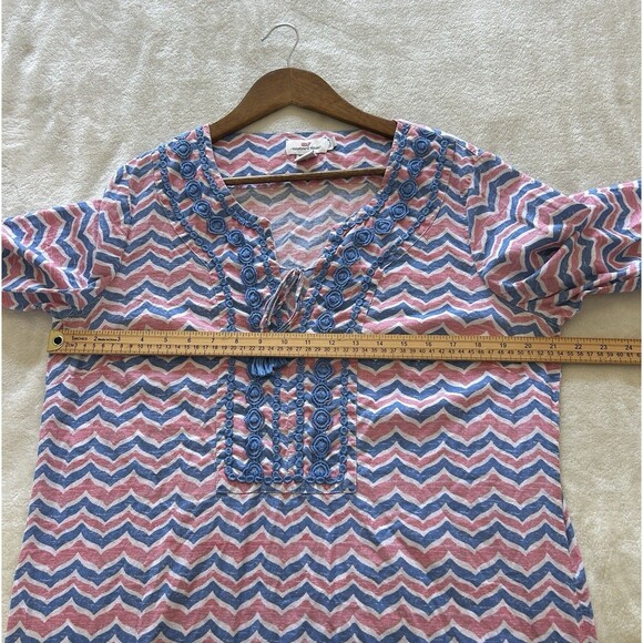 Vineyard Vines Cover Up Large Tunic Dress Embroidered Long Sleeve Cruise Resort - Picture 6 of 10